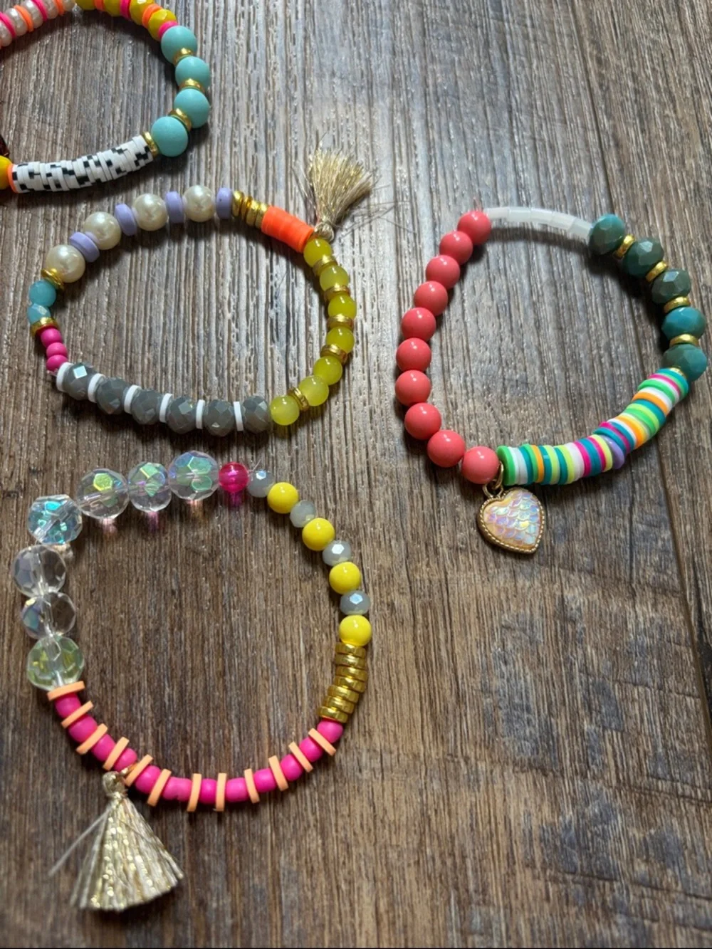 Fun and Flirty Colorful Beaded Stack Bracelet Set of Ten with Tassels - Picture 9 of 9